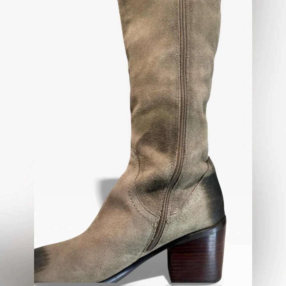 Oiled Suede Leather Knee High Sable Gray Kelsi Dagger women’s Boots NWOT